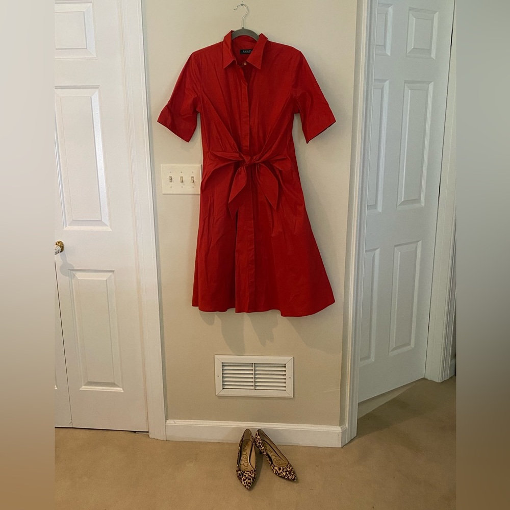 Lauren Ralph Lauren burnt orange shirt dress, size 8